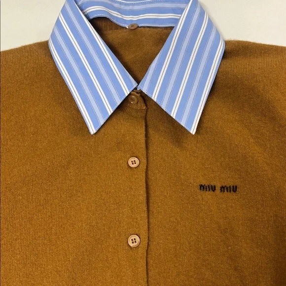 Miu Miu Brown Cashmere Detachable-Collar Cardigan — Size Small (IT 38) - Picture 5 of 7
